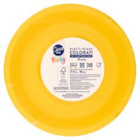 Piatti Piani Colorati In Cartoncino Ø 21 Cm Gialli 20 Pz