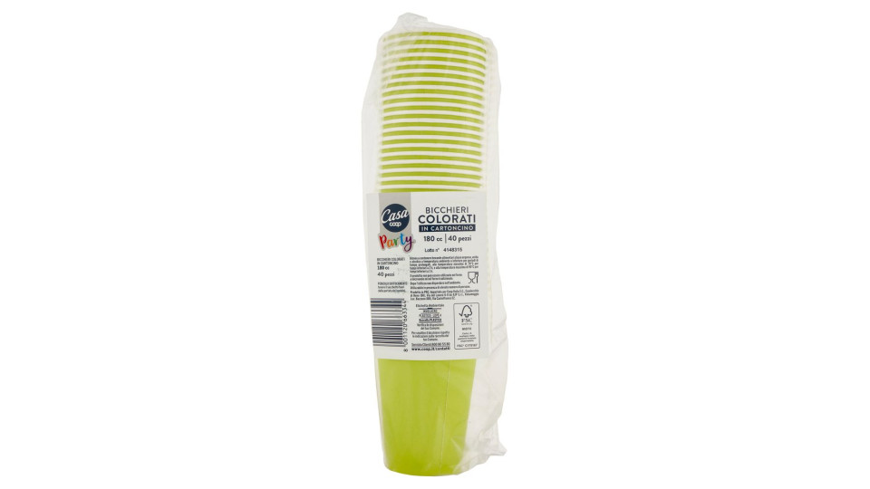 Bicchieri Colorati In Cartoncino 180 Cc Verdi 40 Pz