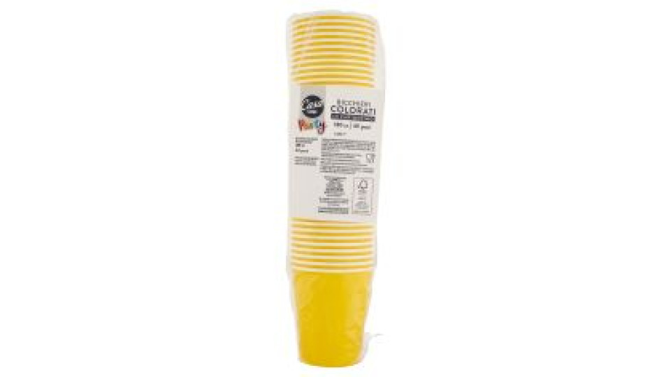 Bicchieri Colorati In Cartoncino 180 Cc Gialli 40 Pz