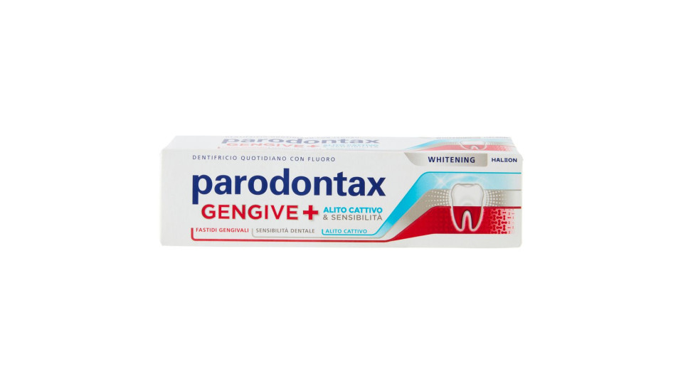 Parodontax Gengive + Whitening, Dentifricio Quotidiano Per Alito Cattivo & Sensibilità Dentale 75 Ml