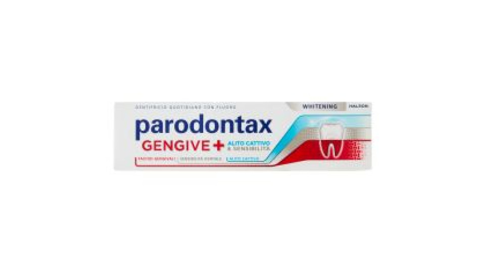 Parodontax Gengive + Whitening, Dentifricio Quotidiano Per Alito Cattivo & Sensibilità Dentale 75 Ml