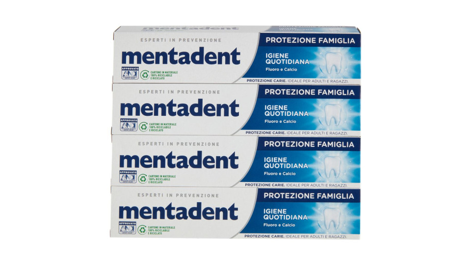 Mentadent Protezione Famiglia Igiene Quotidiana 4 X 75 Ml
