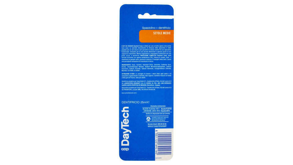 Kit Viaggio Spazzolino Setole Medie + Dentifricio 25 Ml