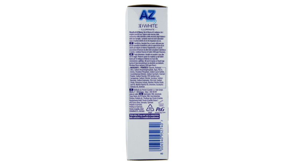 Az Ricerca Dentifricio 3d White Illuminate Perfezione Carbone 50 Ml