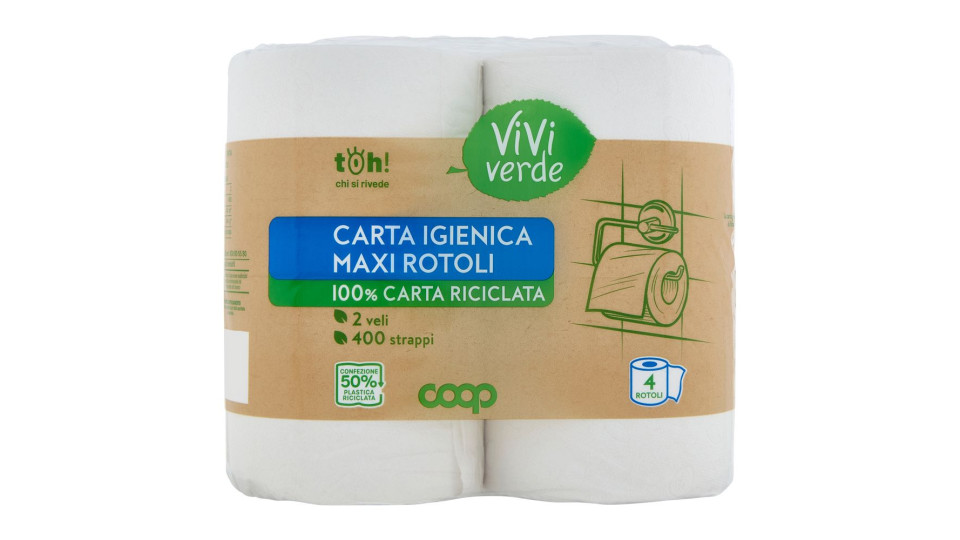 Carta Igienica Maxi Rotoli 100% Carta Riciclata 2 Veli 4 Pz