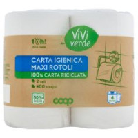 Carta Igienica Maxi Rotoli 100% Carta Riciclata 2 Veli 4 Pz