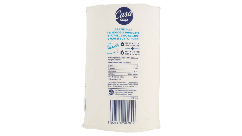 Carta Igienica Zero Tubo 2 Veli 6+6 Pz