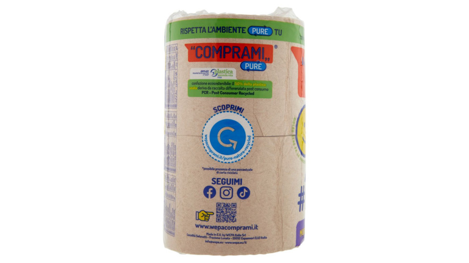 Comprami Pure Carta Igienica 100% Cartone* Riciclato Maxirotoli 4 Pz
