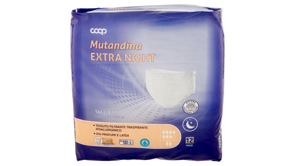 Mutandina Extra Night Taglia M Circonferenza 80-120 Cm 12 Pz