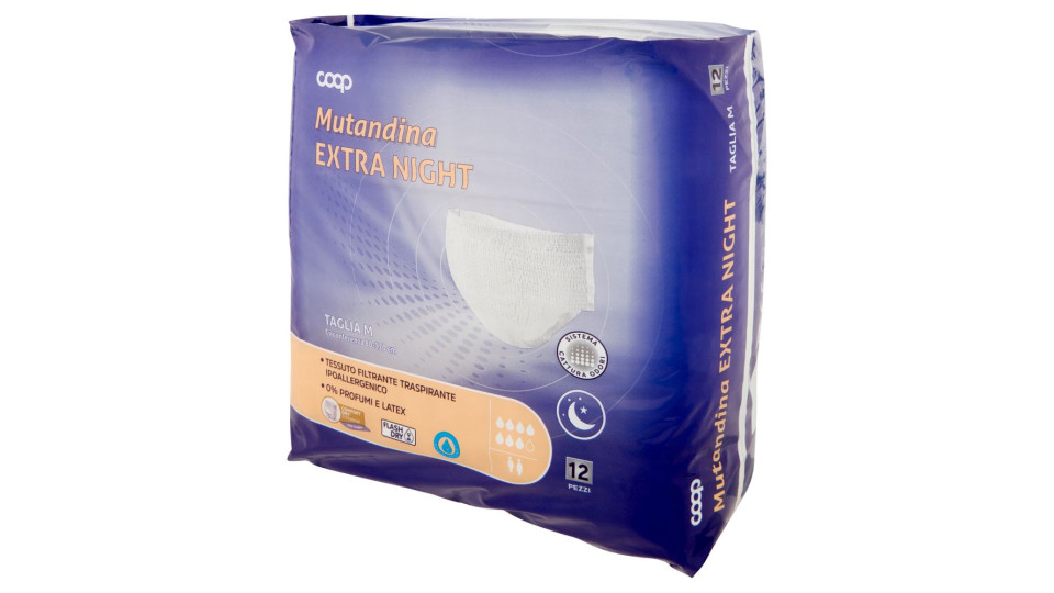 Mutandina Extra Night Taglia M Circonferenza 80-120 Cm 12 Pz