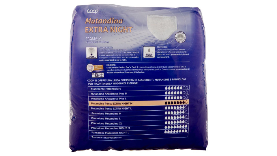 Mutandina Extra Night Taglia M Circonferenza 80-120 Cm 12 Pz
