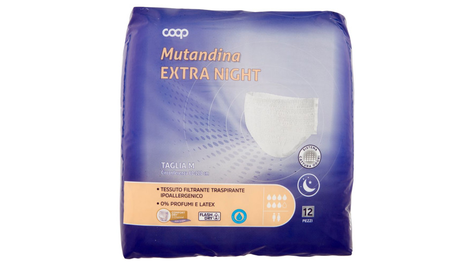 Mutandina Extra Night Taglia M Circonferenza 80-120 Cm 12 Pz