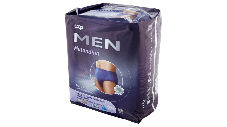 Men Mutandina Taglia L Circonferenza 100-135 Cm 8 Pz