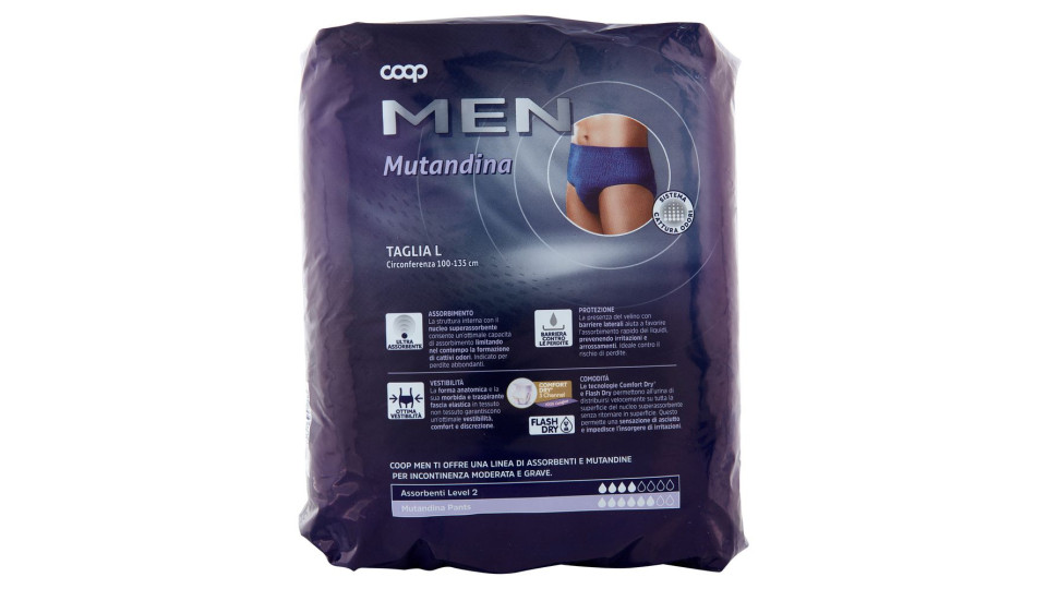 Men Mutandina Taglia L Circonferenza 100-135 Cm 8 Pz