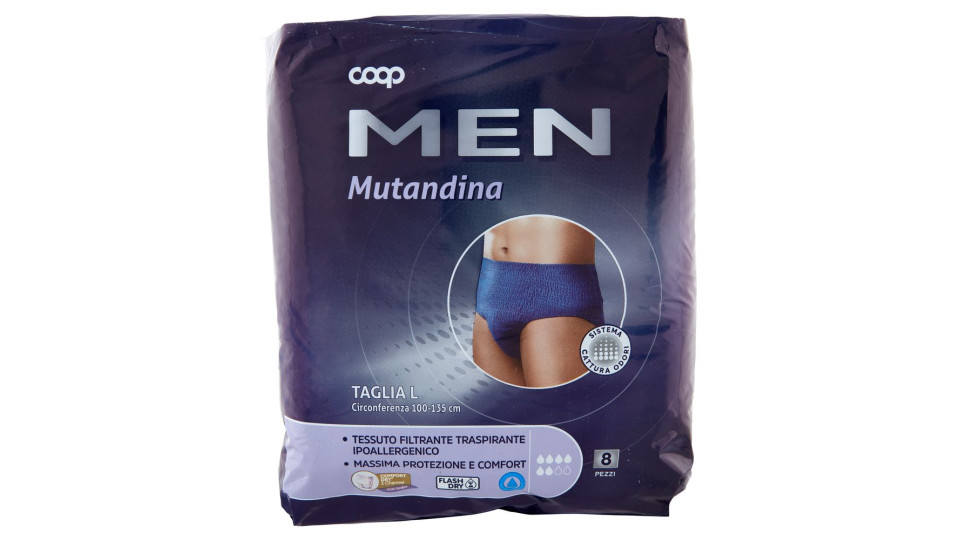 Men Mutandina Taglia L Circonferenza 100-135 Cm 8 Pz