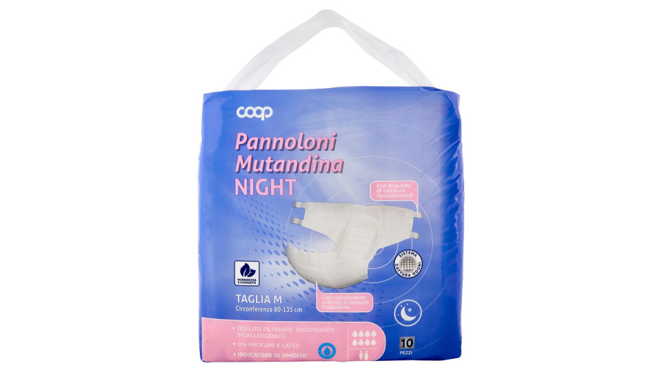Pannoloni Mutandina Night Taglia M Circonferenza 80-135 Cm 10 Pz
