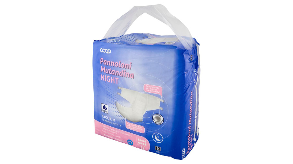Pannoloni Mutandina Night Taglia M Circonferenza 80-135 Cm 10 Pz