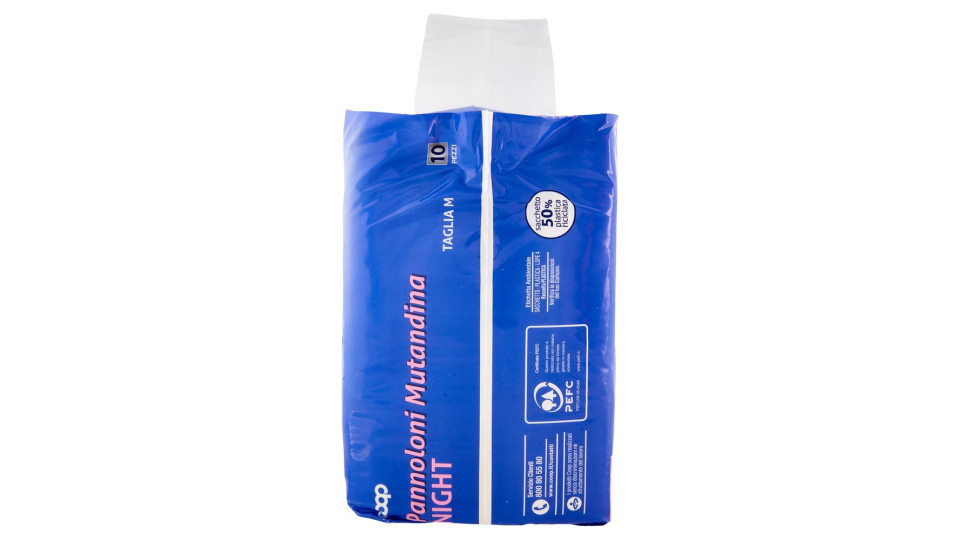 Pannoloni Mutandina Night Taglia M Circonferenza 80-135 Cm 10 Pz
