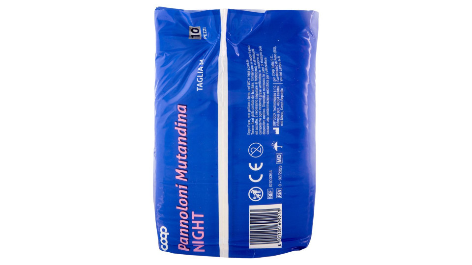 Pannoloni Mutandina Night Taglia M Circonferenza 80-135 Cm 10 Pz