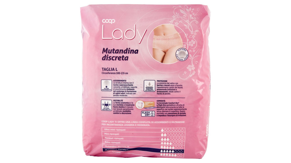 Lady Mutandina Discreta Taglia L Circonferenza 100-135 Cm 7 Pz