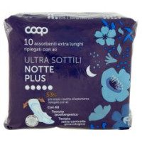 Assorbenti Extra Lunghi Ripiegati Con Ali Ultra Sottili Notte Plus 10 Pz