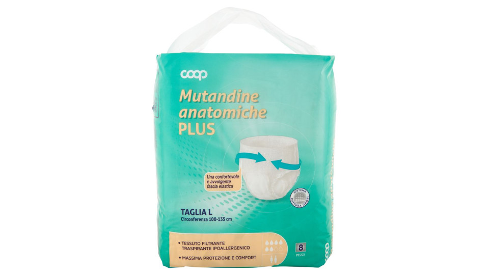 Mutandine Anatomiche Plus Taglia L Circonferenza 100-135 Cm 8 Pz