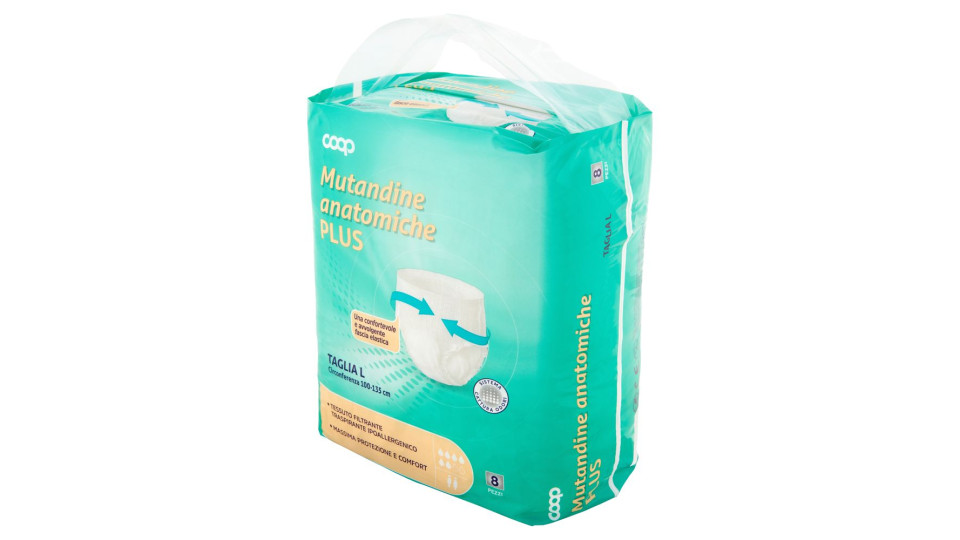 Mutandine Anatomiche Plus Taglia L Circonferenza 100-135 Cm 8 Pz