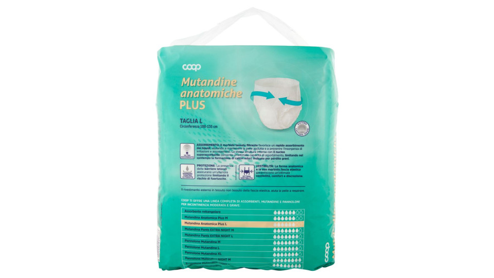 Mutandine Anatomiche Plus Taglia L Circonferenza 100-135 Cm 8 Pz
