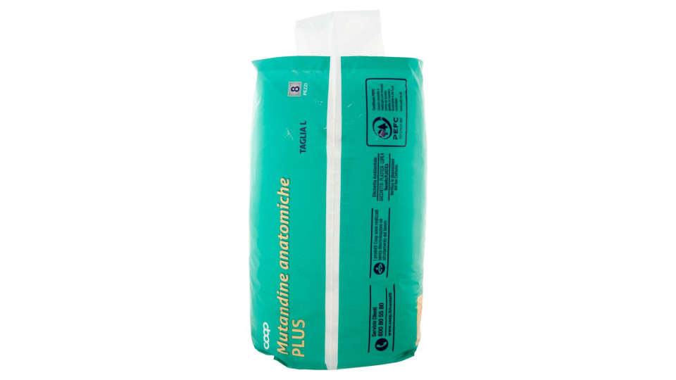 Mutandine Anatomiche Plus Taglia L Circonferenza 100-135 Cm 8 Pz