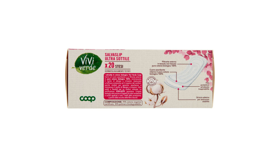 Salvaslip Ultra Sottile In Cotone Biologico Stesi 20 Pz