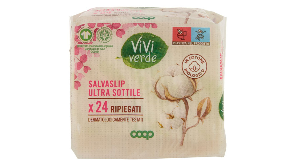 Salvaslip Ultra Sottile In Cotone Biologico Ripiegati 24 Pz