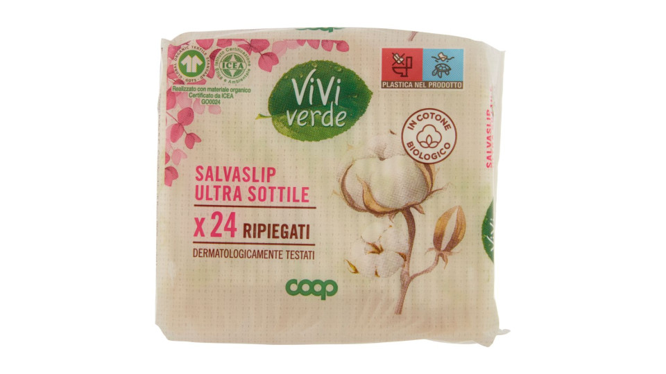 Salvaslip Ultra Sottile In Cotone Biologico Ripiegati 24 Pz