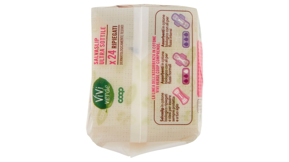 Salvaslip Ultra Sottile In Cotone Biologico Ripiegati 24 Pz