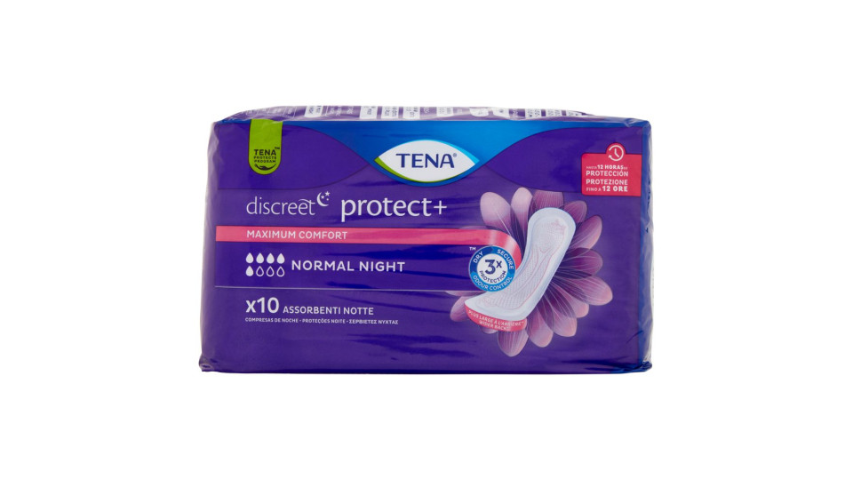 Tena Discreet Protect+ Normal Night Assorbenti Notte 10 Pz