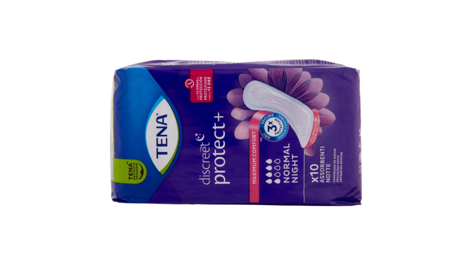 Tena Discreet Protect+ Normal Night Assorbenti Notte 10 Pz