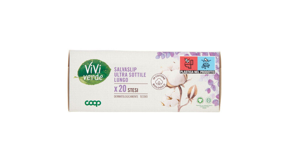 Salvaslip Ultra Sottile Lungo In Cotone Biologico Stesi 20 Pz