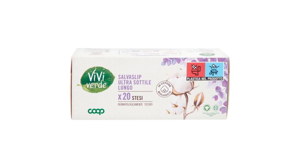 Salvaslip Ultra Sottile Lungo In Cotone Biologico Stesi 20 Pz