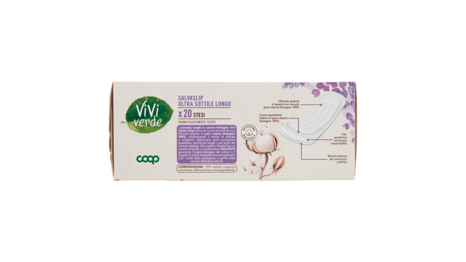 Salvaslip Ultra Sottile Lungo In Cotone Biologico Stesi 20 Pz