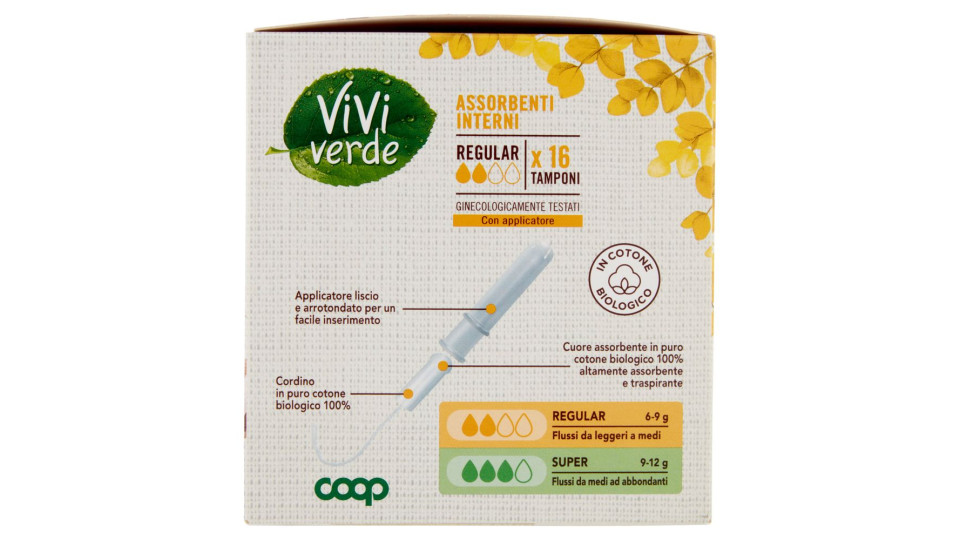 Assorbenti Interni In Cotone Biologico Regular Tamponi 16 Pz