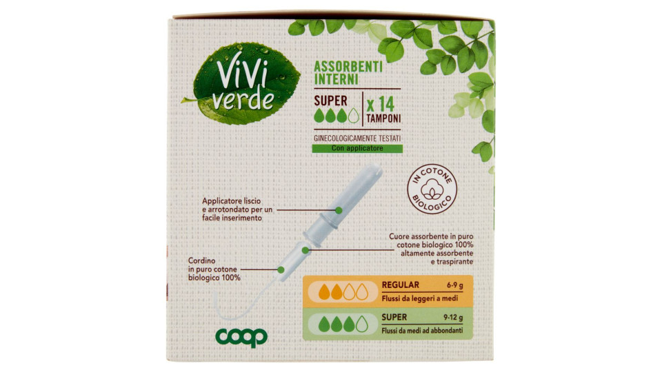 Assorbenti Interni In Cotone Biologico Super Tamponi 14 Pz