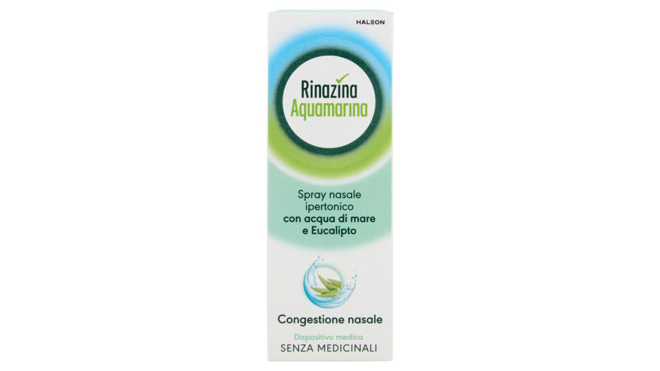Rinazina Aquamarina Spray Nasale Decongestionale Ipertonico Sollievo Naso Chiuso E Raffreddore 20ml