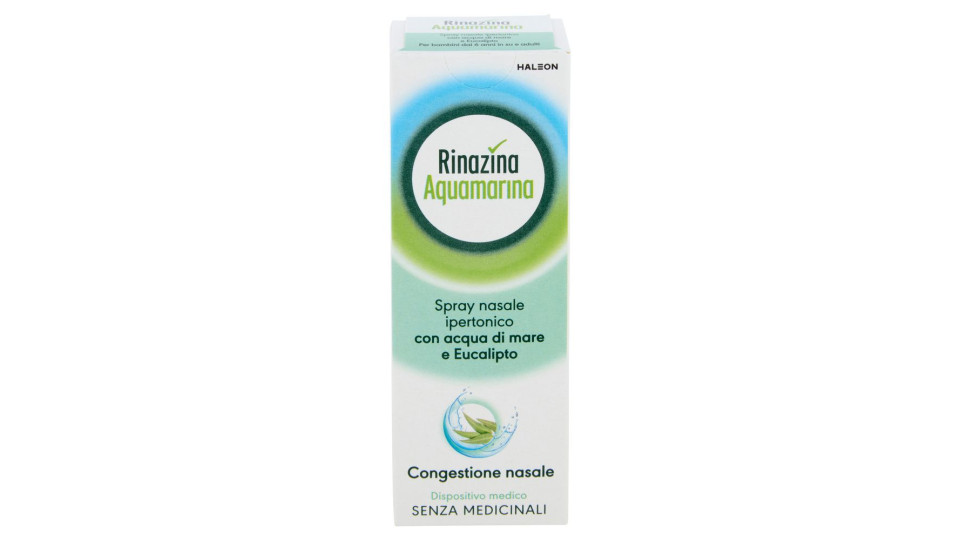 Rinazina Aquamarina Spray Nasale Decongestionale Ipertonico Sollievo Naso Chiuso E Raffreddore 20ml