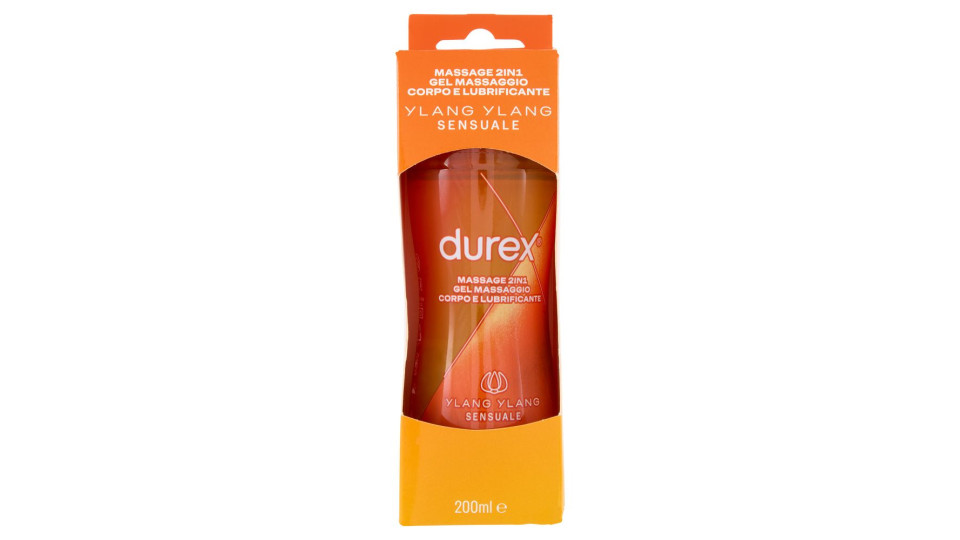 Durex Massage 2 In 1, Gel Lubrificante Intimo A Base Acqua E Gel Per Massaggi, Con Ylang Ylang, 200