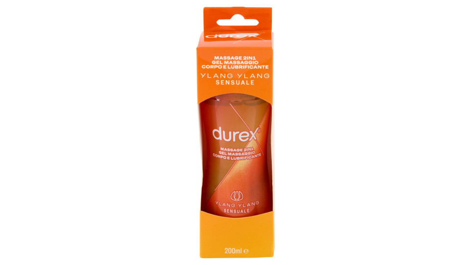Durex Massage 2 In 1, Gel Lubrificante Intimo A Base Acqua E Gel Per Massaggi, Con Ylang Ylang, 200
