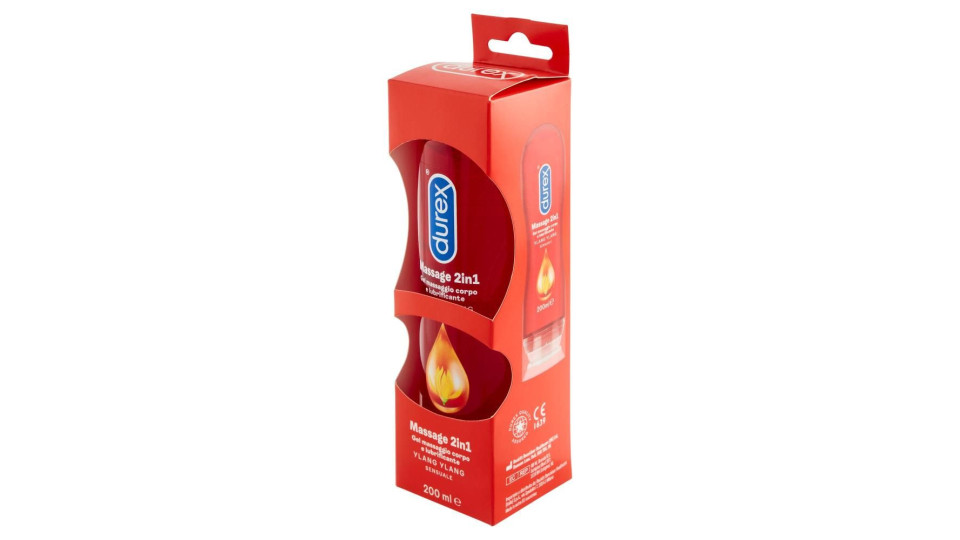 Durex Massage 2 In 1, Gel Lubrificante Intimo A Base Acqua E Gel Per Massaggi, Con Ylang Ylang, 200