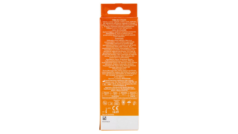 Durex Massage 2 In 1, Gel Lubrificante Intimo A Base Acqua E Gel Per Massaggi, Con Ylang Ylang, 200