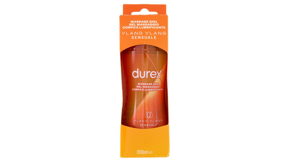 Durex Massage 2 In 1, Gel Lubrificante Intimo A Base Acqua E Gel Per Massaggi, Con Ylang Ylang, 200