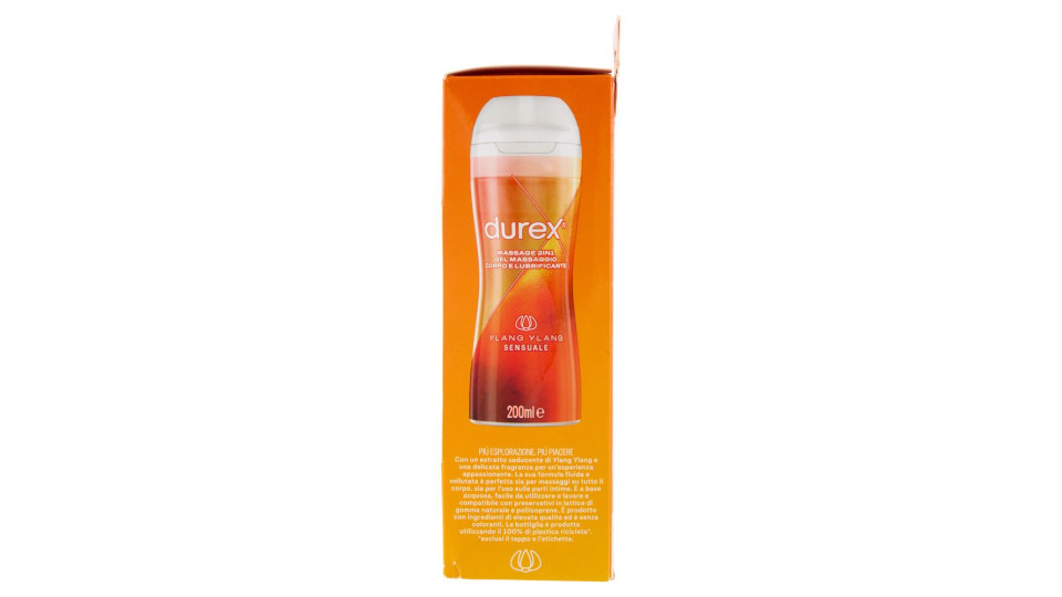 Durex Massage 2 In 1, Gel Lubrificante Intimo A Base Acqua E Gel Per Massaggi, Con Ylang Ylang, 200