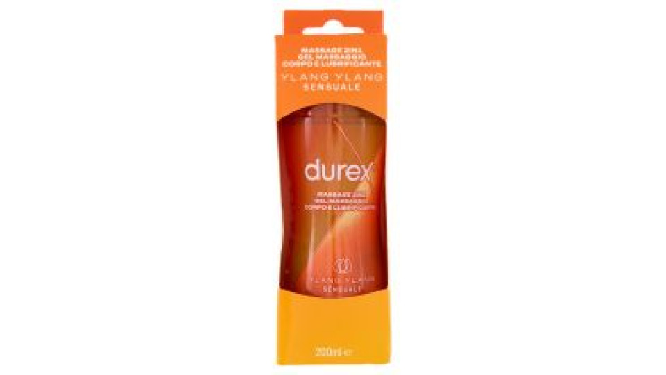 Durex Massage 2 In 1, Gel Lubrificante Intimo A Base Acqua E Gel Per Massaggi, Con Ylang Ylang, 200