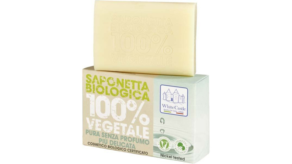 Saponetta Biologica 100% Vegetale Pura Senza Profumo White Castle 125 G